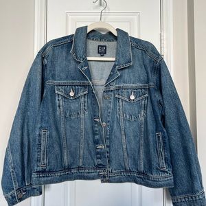 GAP Cropped Denim Jacket with fabric detail